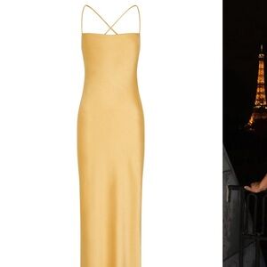 MESHKI yellow satin maxi size S